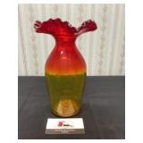 Blenko Amberina Ruffled Vase