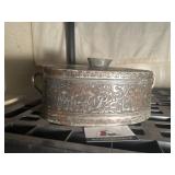 Unique engraved metal bowl with lid