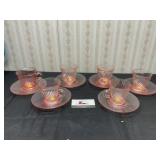 Pink Depression Cups and Saucers