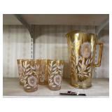 Vintage Peach luster glasses and pitcher