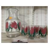Vintage tulip pitcher and glasses