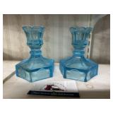 Coin dot blue candle holders