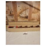 Cast iron horse & carriage set