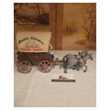 Vintage cast iron prairie schooner toy