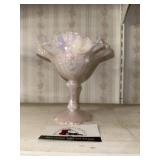 Fenton iridescent pink candy dish