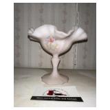 Hand painted Fenton satin pink candy bowl