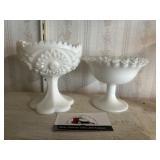 Milk glass candy dishes