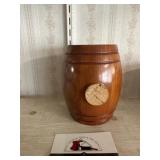 Wooden money keg bank