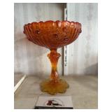 Orange footed glass candy dish