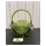 Thumbprint Green Glass Basket
