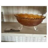 Orange footed glass bowl