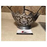 Metal etched bowl marked India