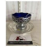 Vintage cobalt blue sorbet dish