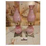 Cranberry opalescent lamps