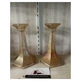 Peach luster candle stick holders