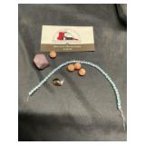Aquamarine, flower, agate, and miscellaneous beads