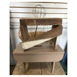 Step Stools and basket of vintage misc