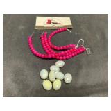 White, moonstone, and natural red jade