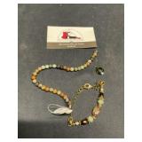 Snake skin, Jasper, smoky quartz pendant, and