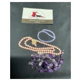 Lavender jade, coral, pink, and amethyst