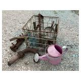 Misc metal in milk crate