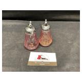 Pink Glass Salt and pepper