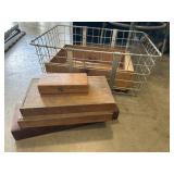 Wire Basket, Wood Crate and Misc Wood Boxes