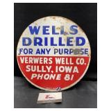 Wells Drilled Sully Metal Sign
