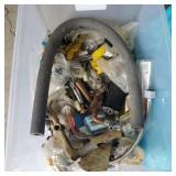 Tote of Plumbing Supplies and Fittings