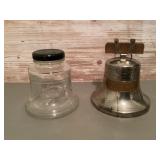 Glass & metal Liberty Bell coin banks