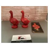 Cast iron red goose shoes coin banks and notepad