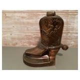 Roy Rogers metal boot coin bank