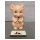 Vintage 1950s Pink Bear Piggy Bank Hard Plastic