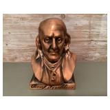 Ben Franklin metal bust coin bank