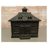 Cast iron building coin bank