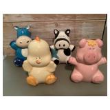 Ceramic farm animal coin banks