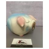 Hull Pottery 'Corky Pig' bank features pastel