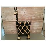 Wooden giraffe coin bank