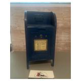 Vintage blue  U.S. Mail mailbox coin bank