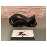 Cast iron cat with ball coin bank