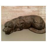 Cast iron resting Newfoundland dog coin bank