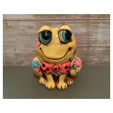 Vintage yellow holiday frog coin bank