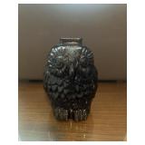 Vintage Amber glass wise old owl piggy bank