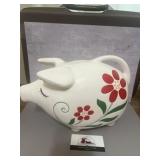 VINTAGE 8 1/2' LONG 6' HIGH PIG FLOWERS CERAMIC