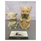 Vintage chalkware or ceramic pig piggy banks f