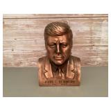 Metal John F. Kennedy bust coin bank