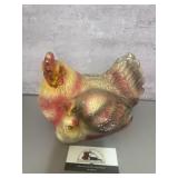Vintage chalkware chicken figurine f