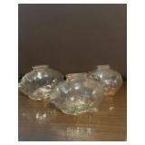 Set of three miniature glass piggy banks
