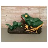 Cast iron mechanical frog coin bank
