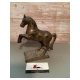 Antique cast iron prancing  horse money bank